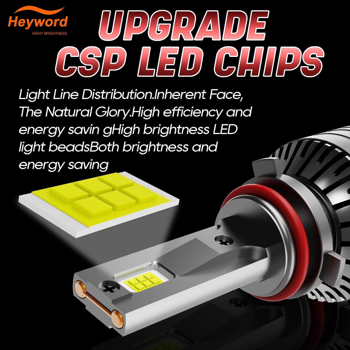 Heyword 2Pcs 4300K Canbus Led Headlight Bulbs H7 H4 H11