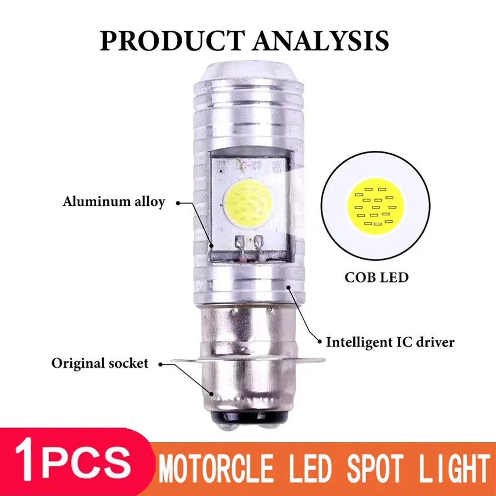 H4 H6 BA20D LED Motorcycle Headlight 6000K HiLo COB 12V