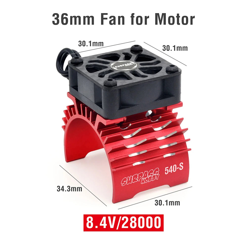 SURPASS HOBBY RC Motor Fan Cooling Heatsink for 380 390 540 550 36mm Red