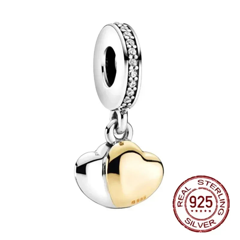 925 Sterling Silver Heart Family Tree Snowflake Animal Charms Beads for DIY Bracelet Women Jewelry Gift
