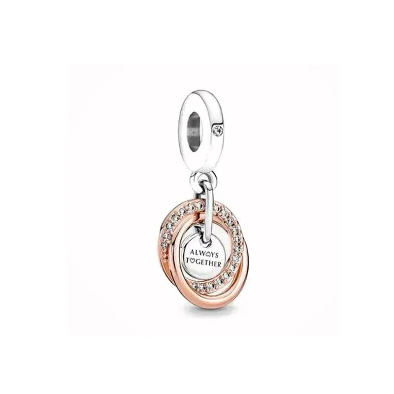 Rose Gold Padlock Heart Key Pendant Necklace for Women 925 Silver with Zircon Beads P1033