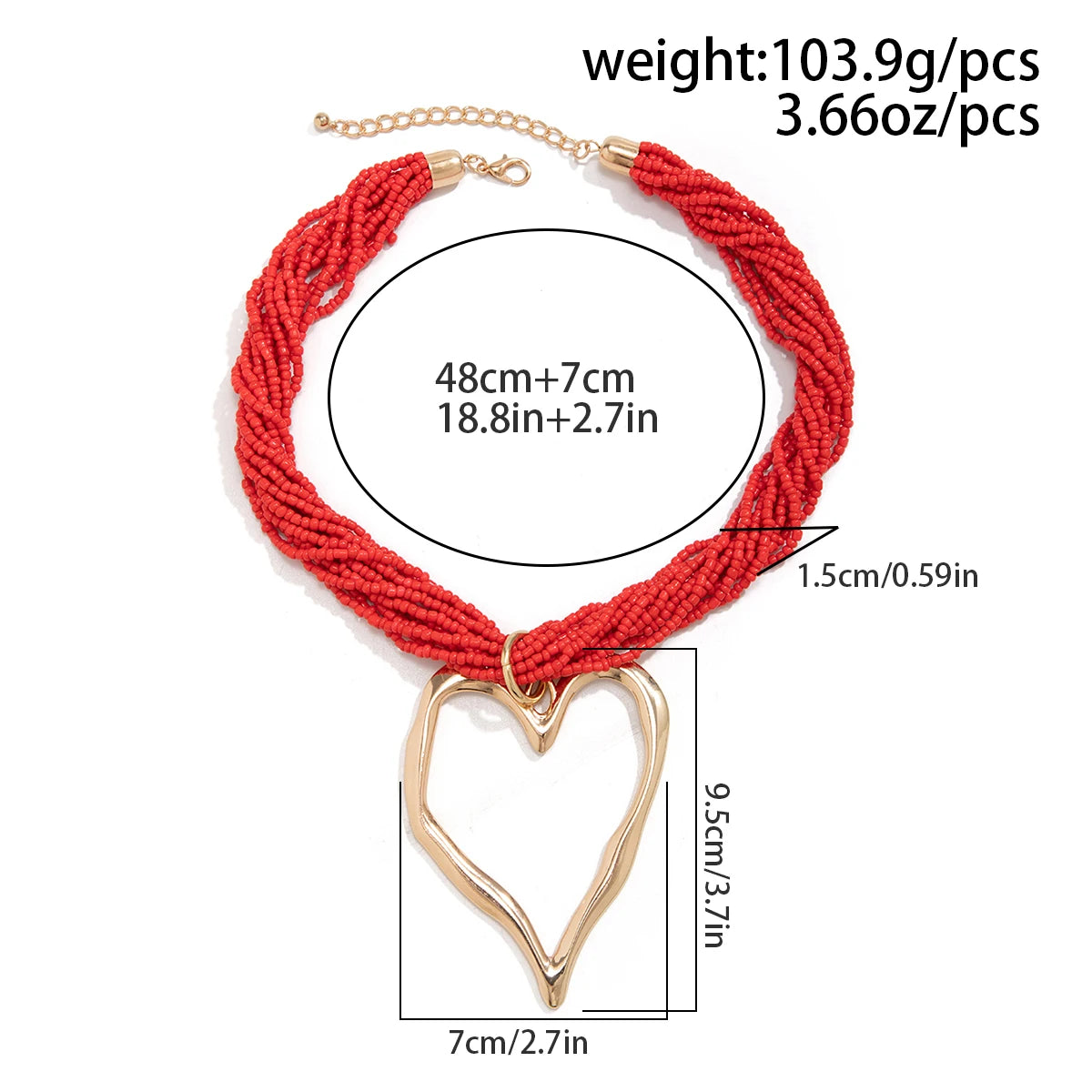 Boho Multilayer Heart Pendant Choker Necklace for Women Bridal Accessories