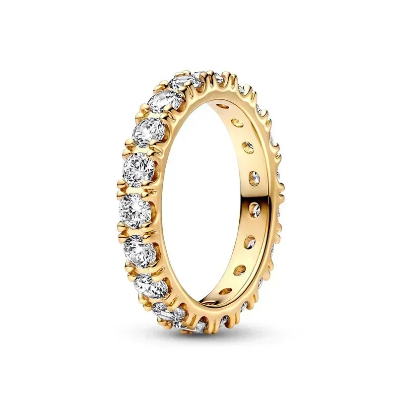 Elegant Gold-Tone 925 Sterling Silver Crown Heart Ring with Zircon for Women PURPLE