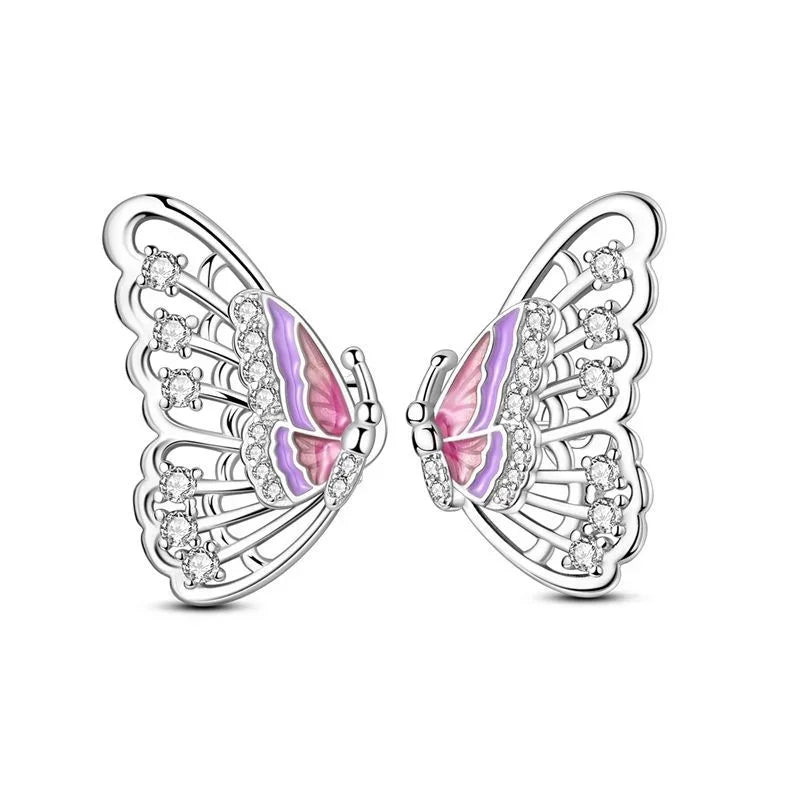 925 Sterling Silver Tulip Hoop Earrings with Dragonfly Firefly Bow Shell Conch and Turtle Designs Fine Jewelry Gifts for Women