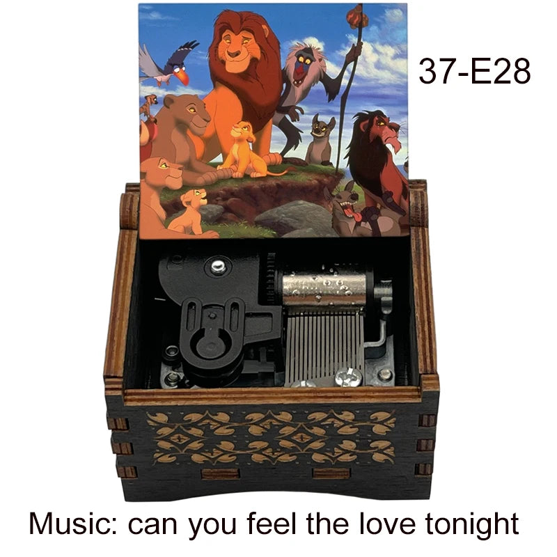 Lion King Wooden Music Box with Can You Feel the Love Tonight Melody for Kids Birthday Party Gift