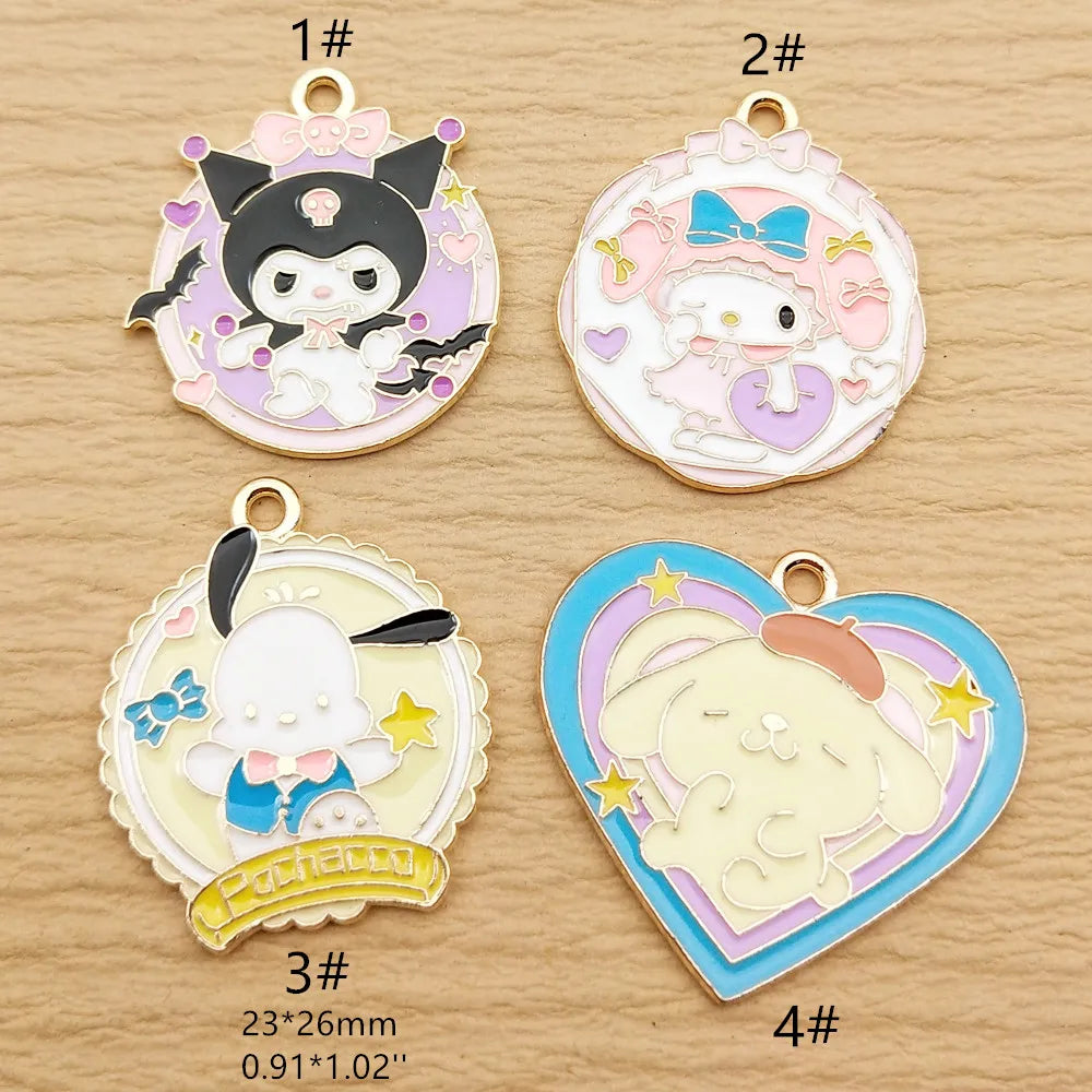 Gold Plated Enamel Anime Cartoon Charms Set for DIY Jewelry Making