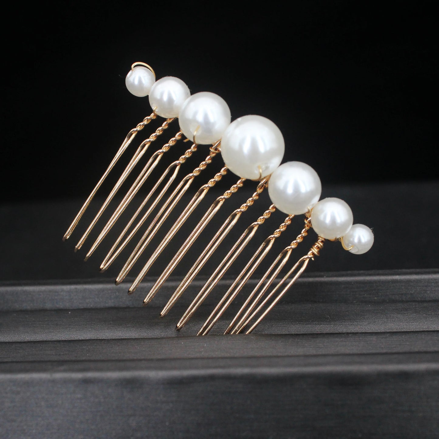 Butterfly Hair Combs - Gold Metal Hairpins for Women - Elegant Bride Accessories Pearl Comb