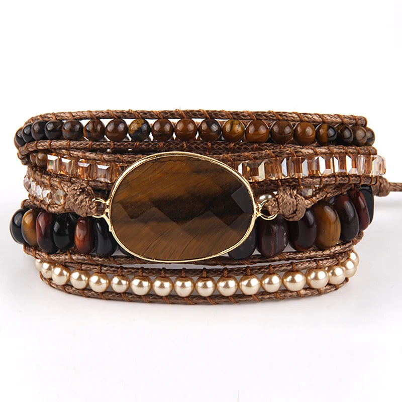 Mixed Natural Stones Bohemian Wrap Bracelets Set for Women