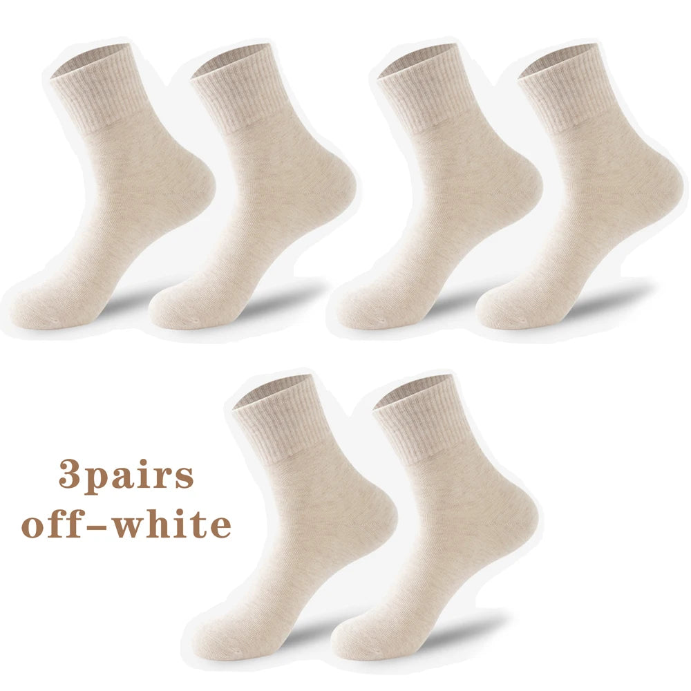 3 Pairs Womens All Season Cotton Cushion Mid Calf Socks