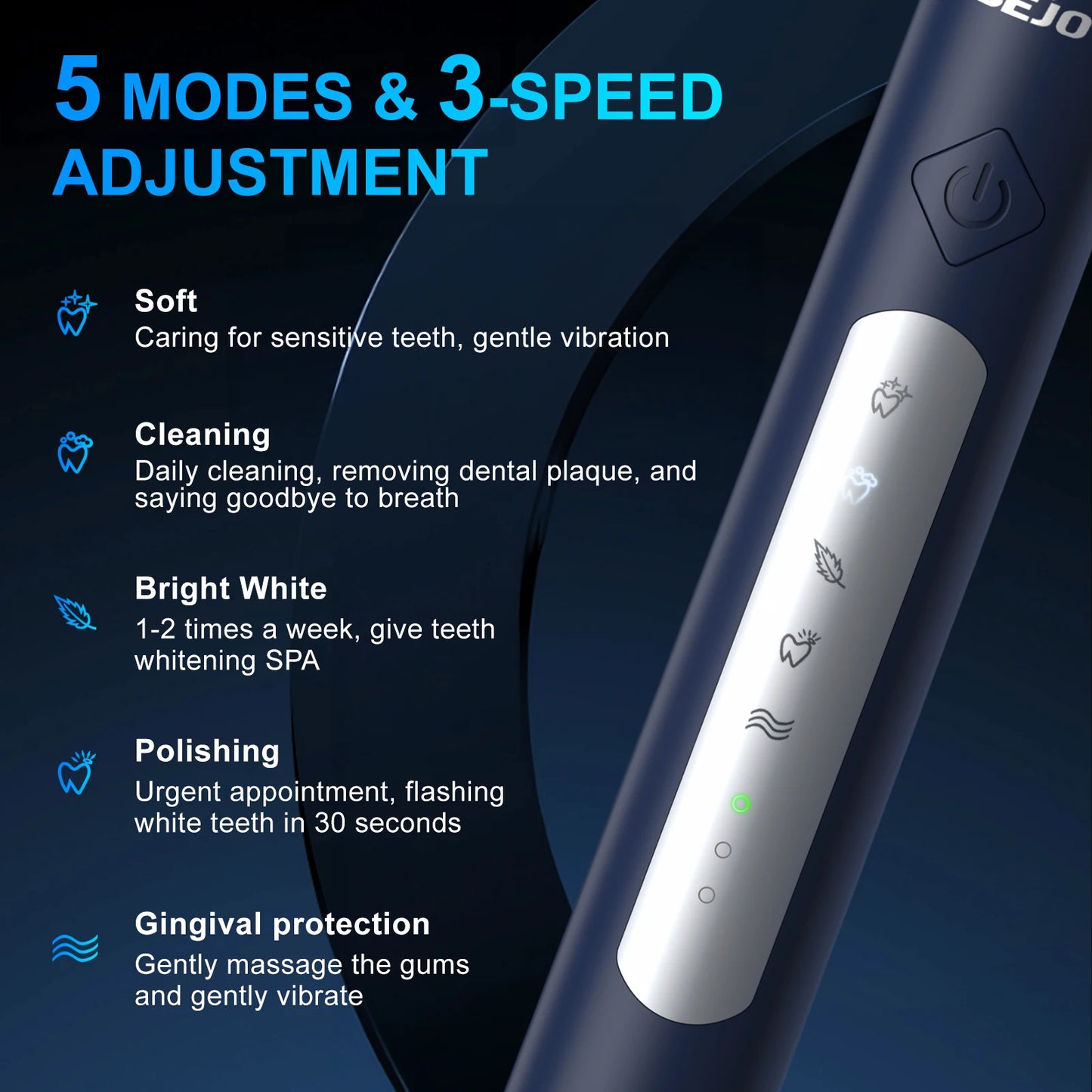 SEJOY Sonic Electric Toothbrush JS10 5 Modes Smart Care