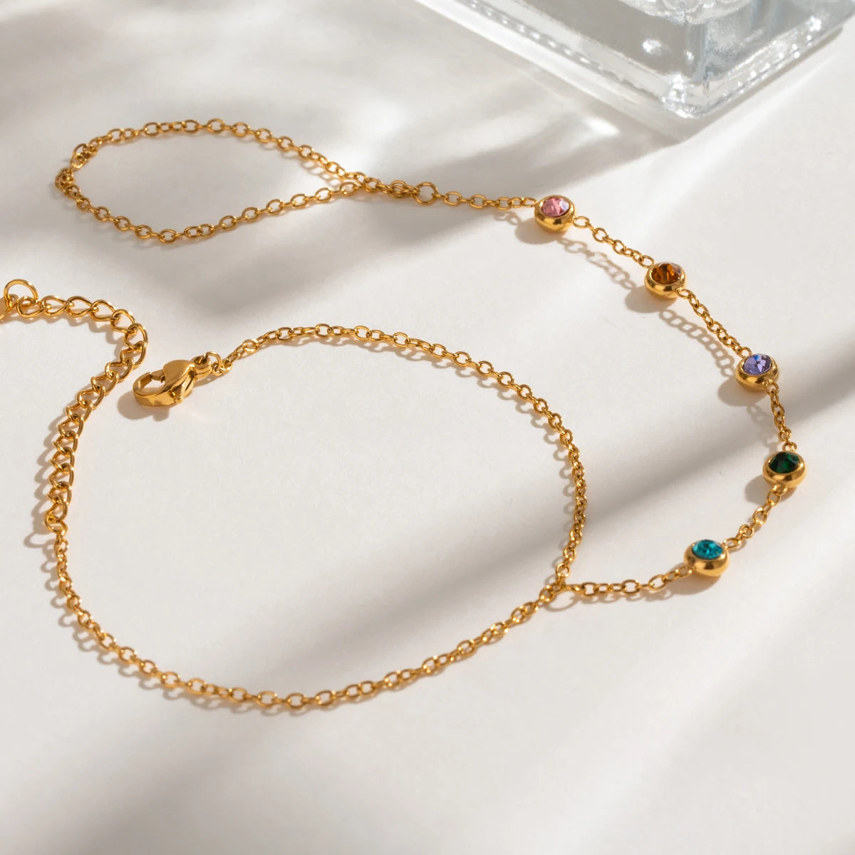 Youthway 18K Gold Plated Zircon Finger Chain Bracelet for Women - Waterproof Stainless Steel Fashion Jewelry 2024