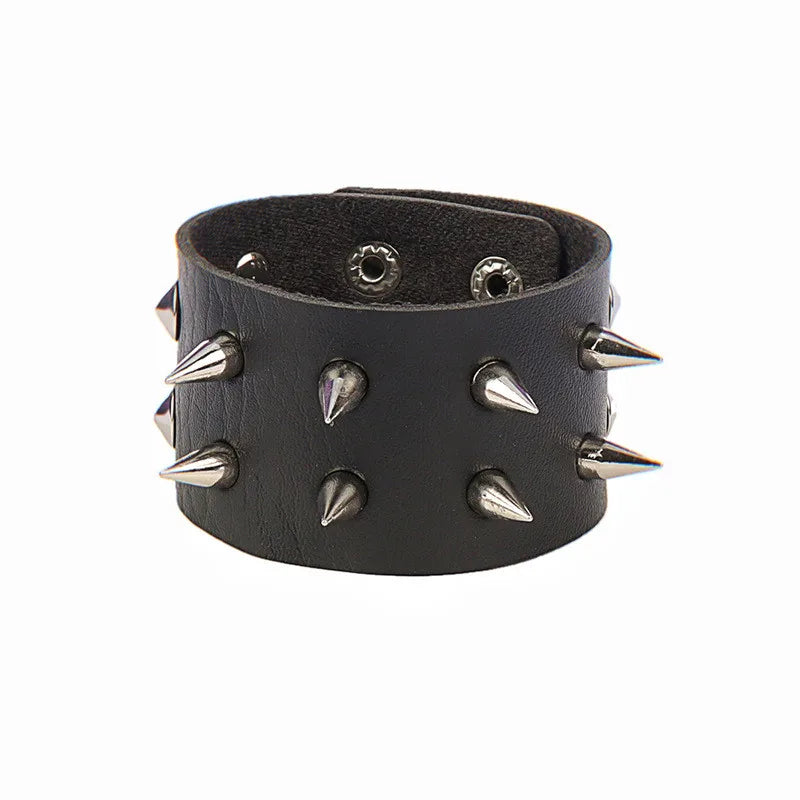 Gothic Punk Cat Heart Leather Bracelet For Women And Men