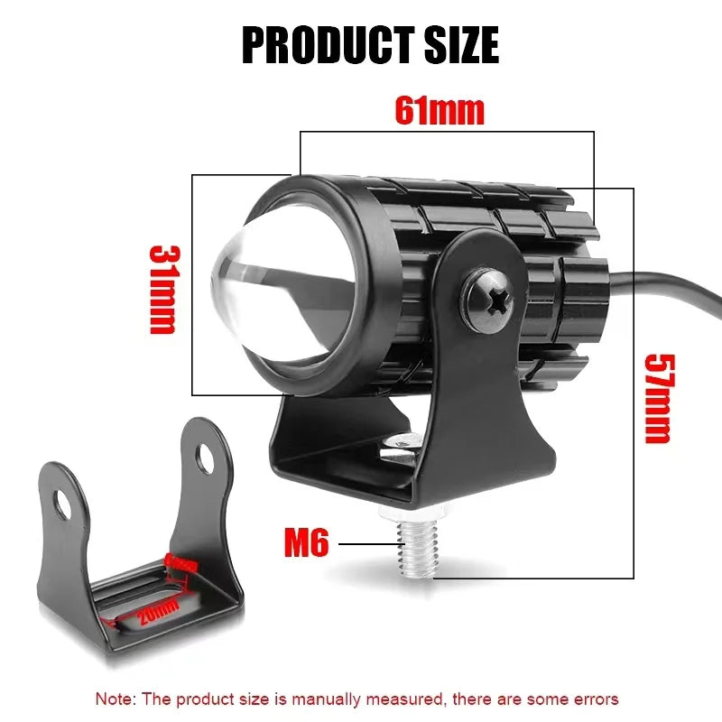 Motorcycle Mini Dual Color LED Driving Light 6000K 12V