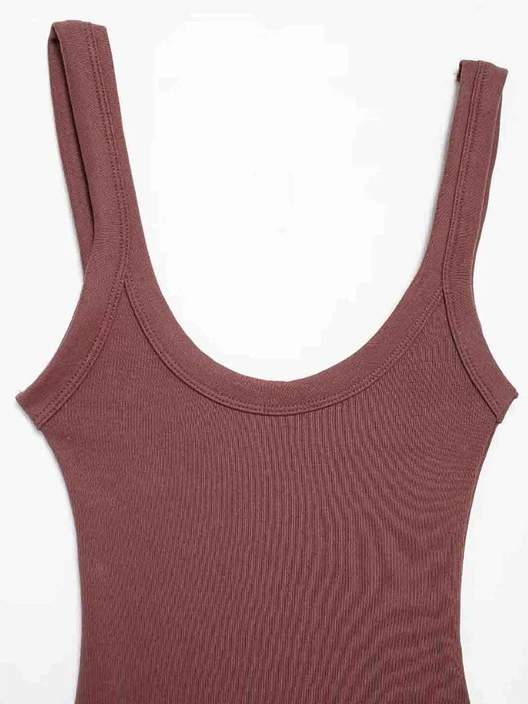 Skinny Ribbed Bodysuits for Women O Neck Straps Snap Button