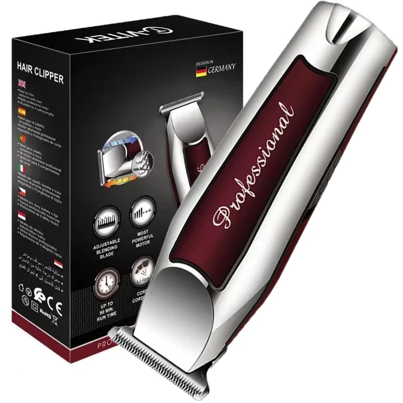 Rechargeable Titanium Alloy Hair Clipper Grooming Kit for Men with Electric Length Adjustment and Automatic Power Selection