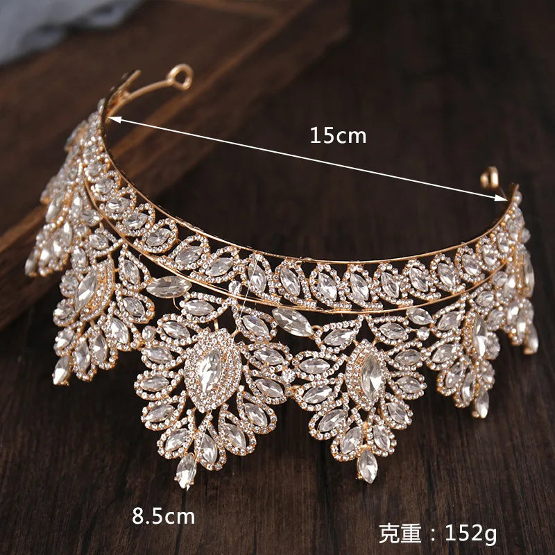 Luxury Bride Tiara - Baroque Crystal Crown with Rhinestones, Top-Rated Wedding Accessory