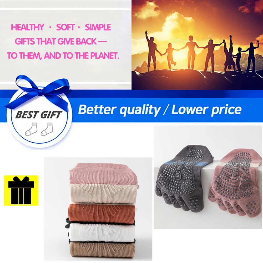 6 Pairs Women's Split Toe Yoga Socks Breathable Grip