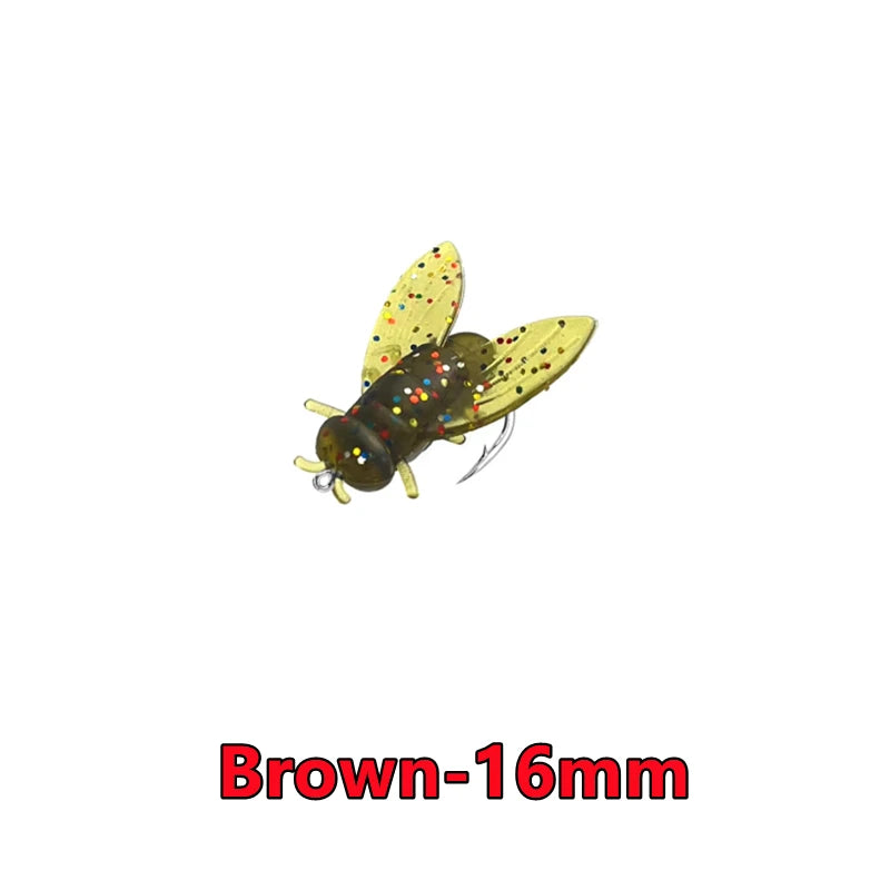 New 50-10PCS Mini Bionic Fly Fishing Bait For Salmon Trout Brown-16mm