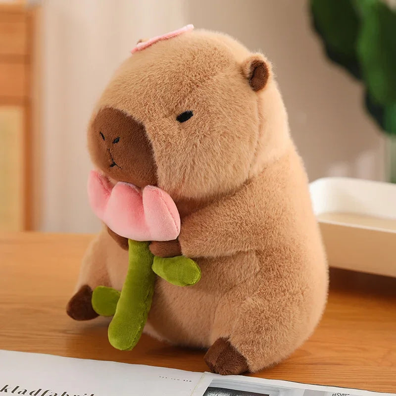 Capybara Plush Toy Simulation Cosplay Unicorn Dinosaur Decor flower capibara about 30cm
