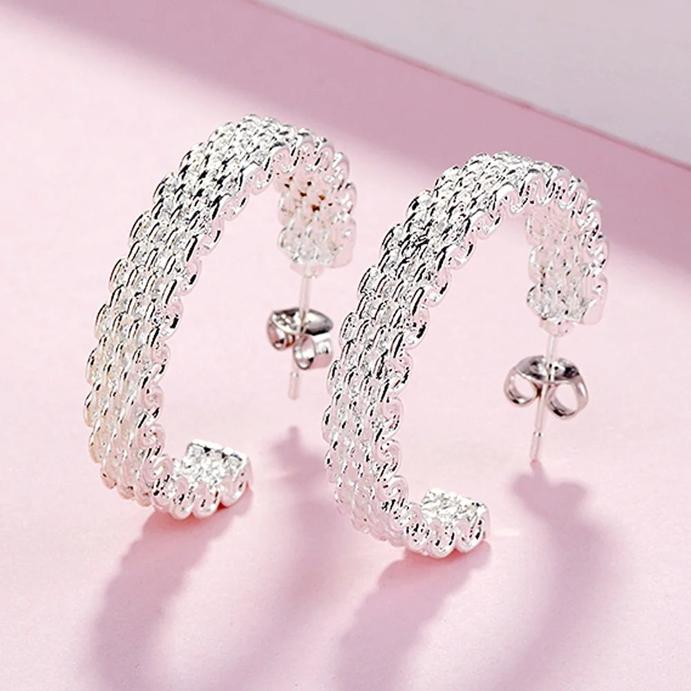 925 Sterling Silver Charm Stud Earrings For Women Party