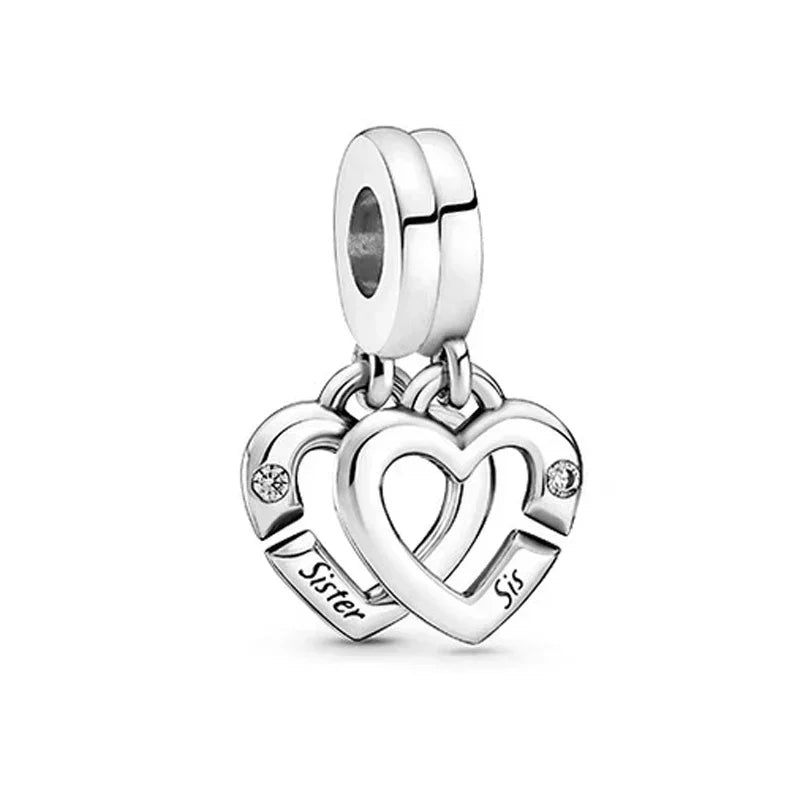 925 Sterling Silver Heart Wings Infinity Charm Gift Box Compatible with Pendant Bracelet Necklace for Ladies DIY Fine Jewelry