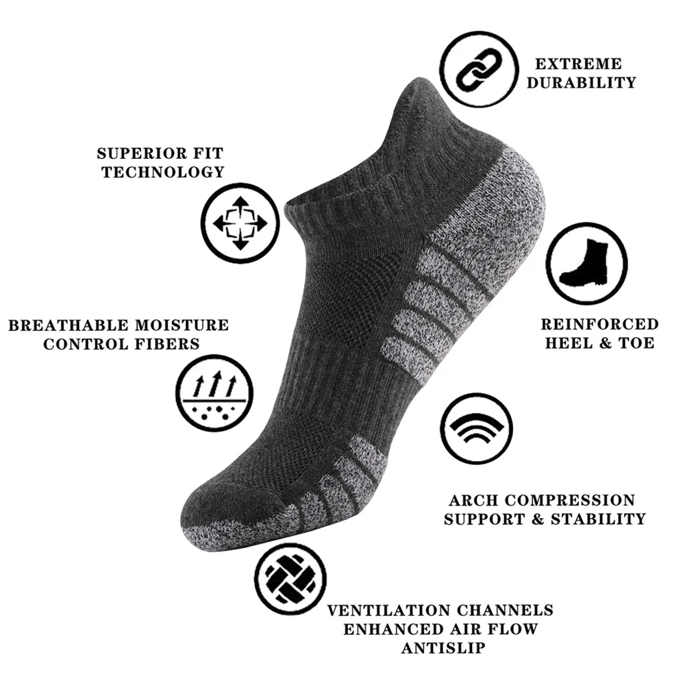 Cotton Thickened Low Cut Running Socks Breathable Mesh