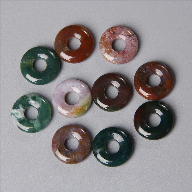 Elegant Labradorite Jade Agate Donut Beads Set for Jewelry Crafting 18mm 5pcs