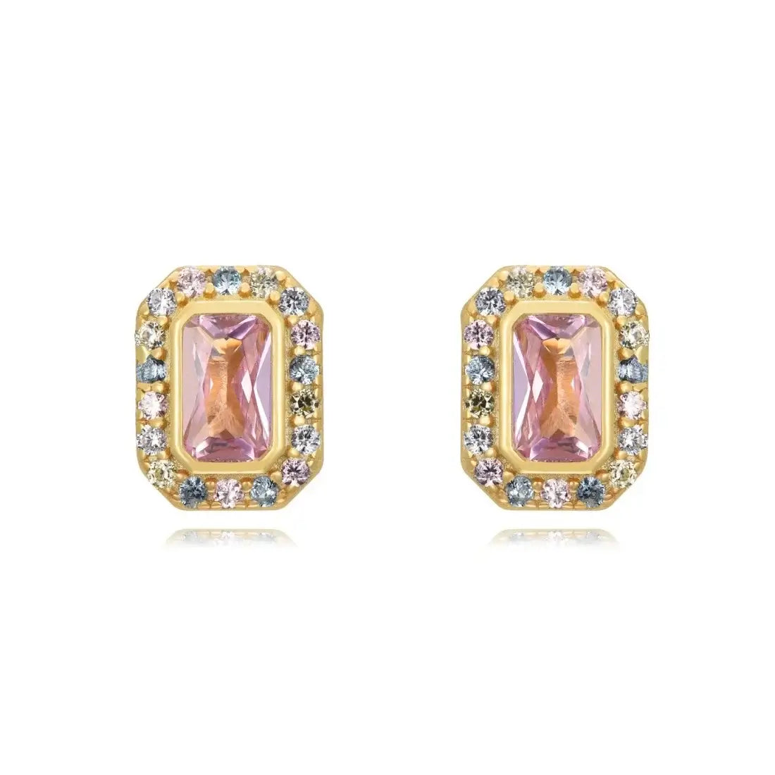 925 Sterling Silver Tiny Stud Earrings Colorful Crystal Luxury Jewelry LN1133-1