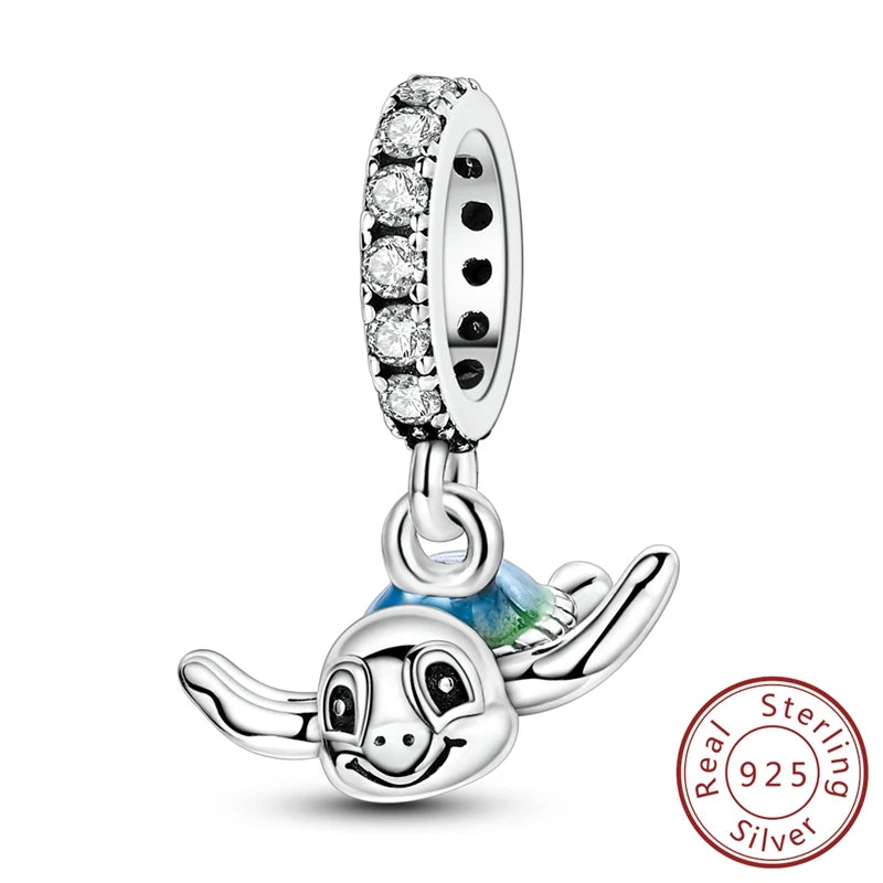 Elegant 925 Sterling Silver Turtle Pendant Beads for Bracelets KSC386