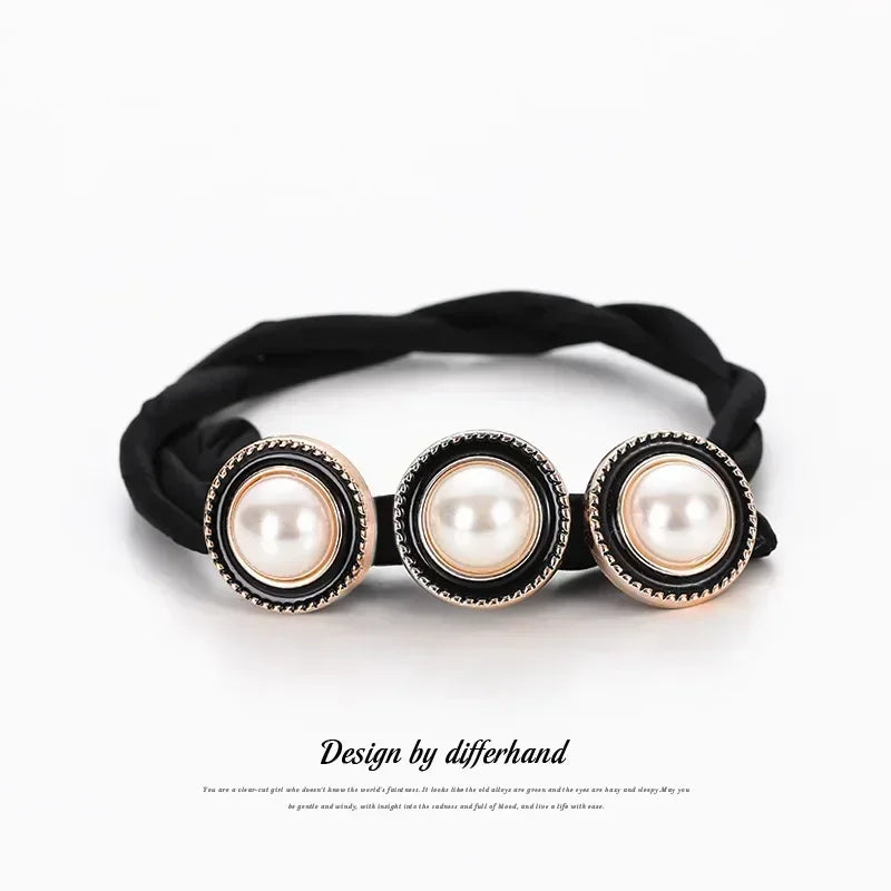Elegant Pearl Flower Bun Maker Korean Lazy Hair Curlers for Effortless Styling