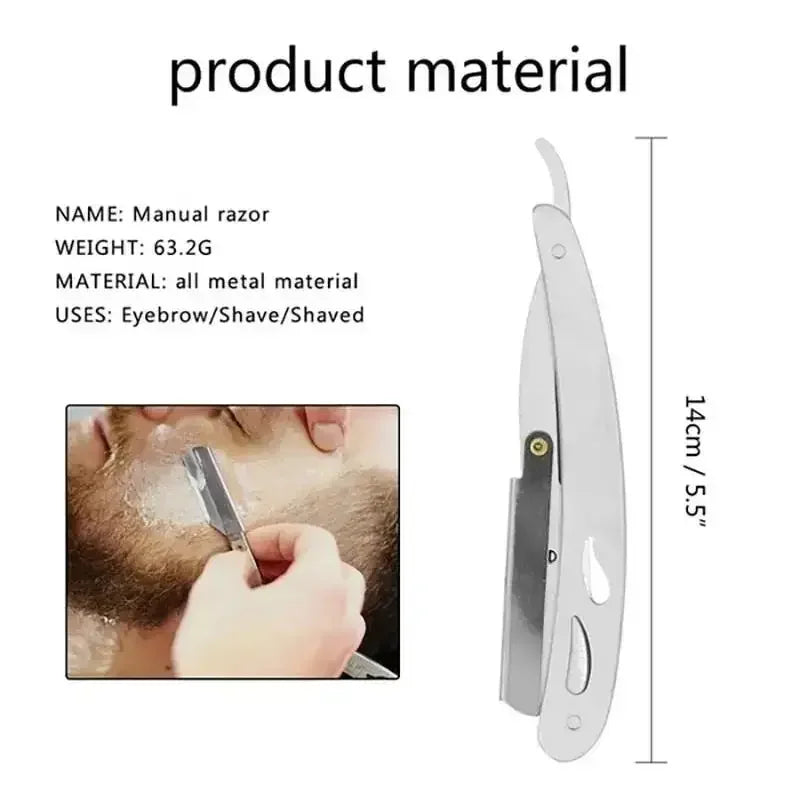 Men Professional Barber Razor Manual Shaver Stainless Steel