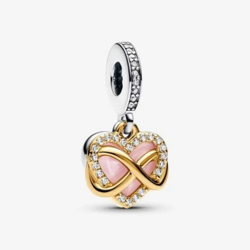 925 Sterling Silver Charms Set Moon Stars Sun Flower Heart Zircon Beads for DIY Jewelry and Gifts