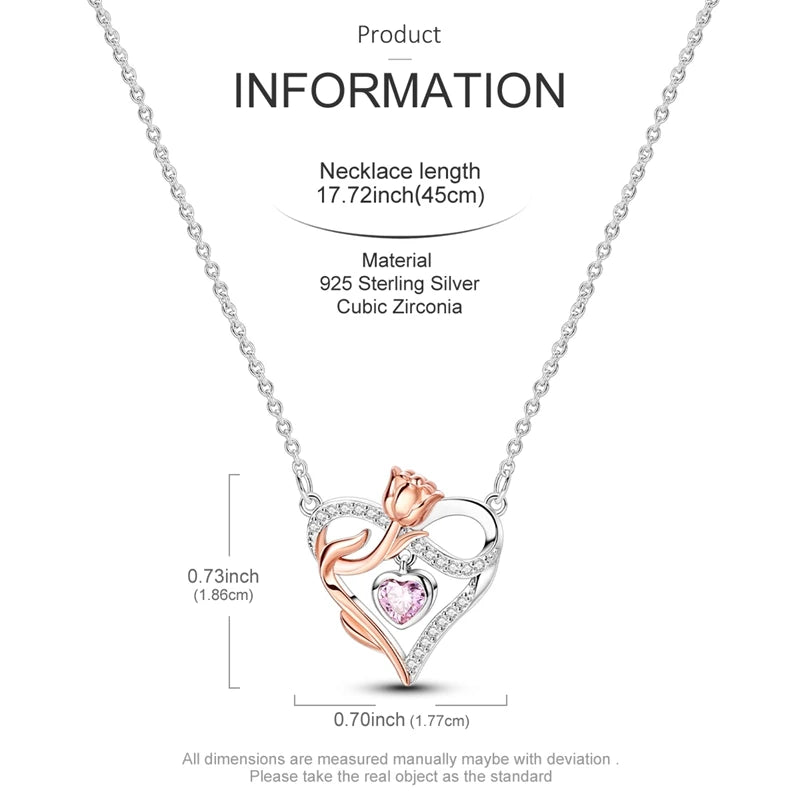 Elegant 925 Sterling Silver Zircon Butterfly Heart Pendant Necklace for Women Anniversary Gift KTN075