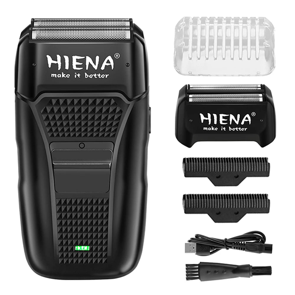 HIENA Pro Electric Shaver for Men Rechargeable Stainless Steel Hair Clipper with Floating Head Wet and Dry Use