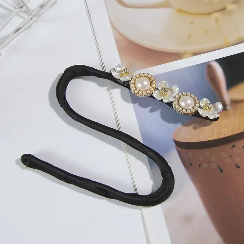 Elegant Pearl Flower Bun Maker Korean Lazy Hair Curlers for Effortless Styling