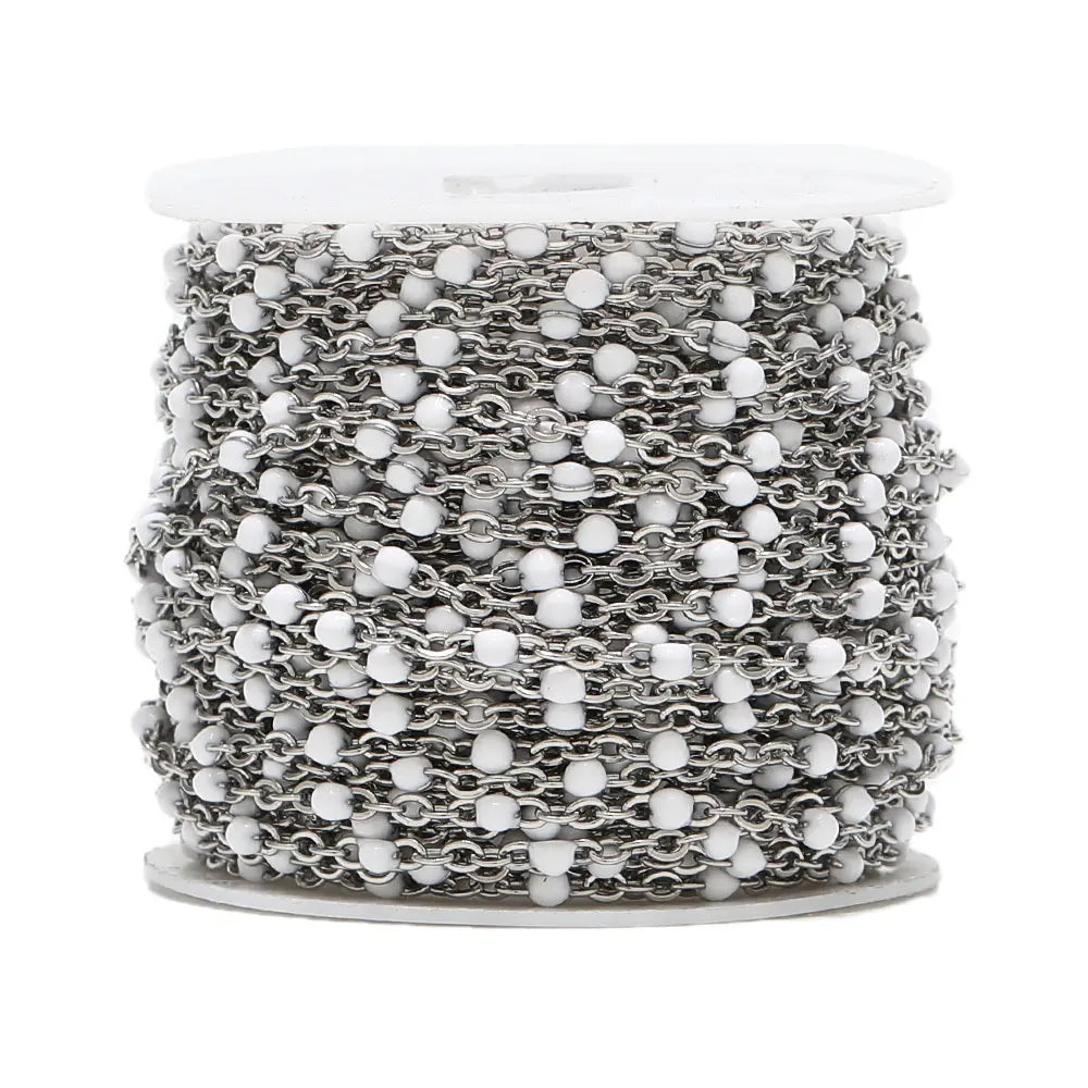 Colorful Enamel Stainless Steel Flat Cross Cable Chains for DIY Jewelry and Fancy Bracelets