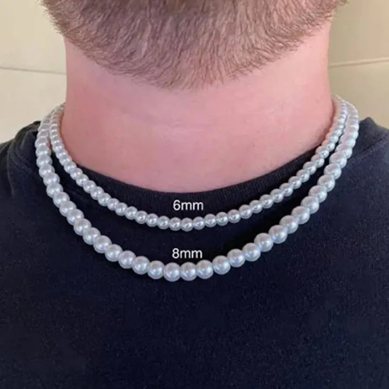 Elegant Unisex Pearl Necklace Handmade Bead Strand for Weddings and Banquets 2024 Trend