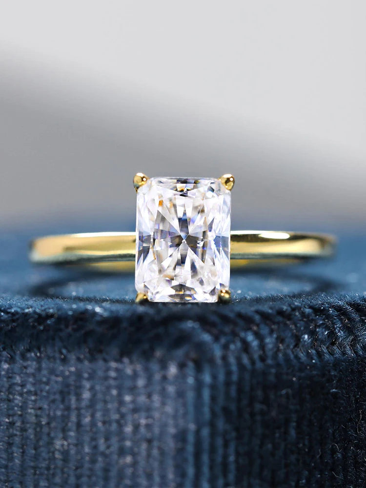 925 Sterling Silver Zircon Rectangular Engagement Ring for Women Luxury Wedding Fine Jewelry