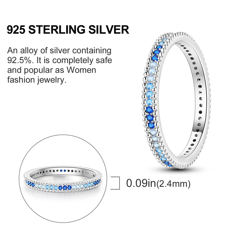 Blue Zircon Evil Eye Palm Star Moon Ring for Women in 925 Sterling Silver Fine Jewelry Gifts LKTR092
