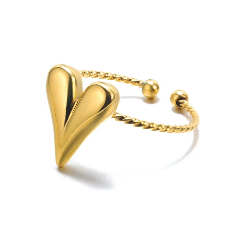 Gold Color 316L Stainless Steel Women's Rings - Fade-Resistant Luxury Wedding Jewelry with Free Shipping