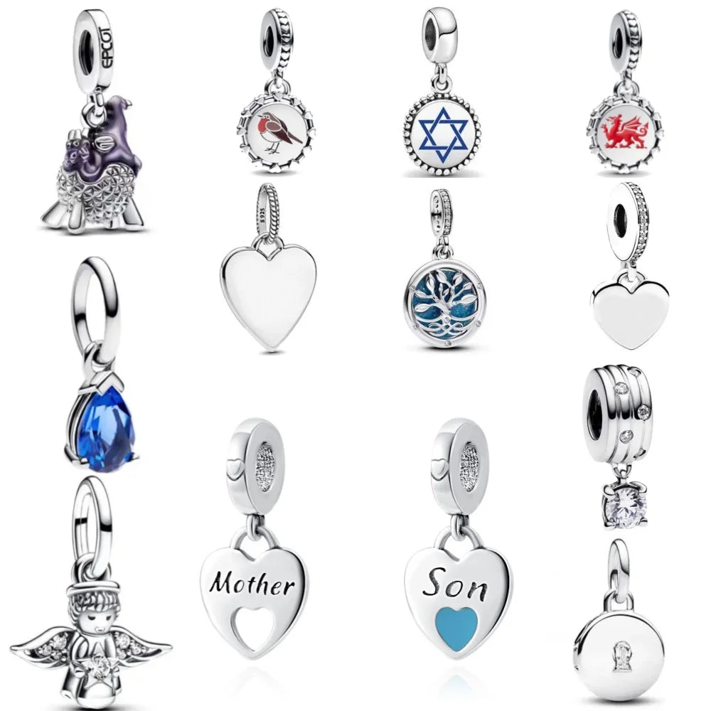 Mother Son Family Tree 925 Silver DIY Bead Bracelet Necklace Jewelry Gift for New Moms