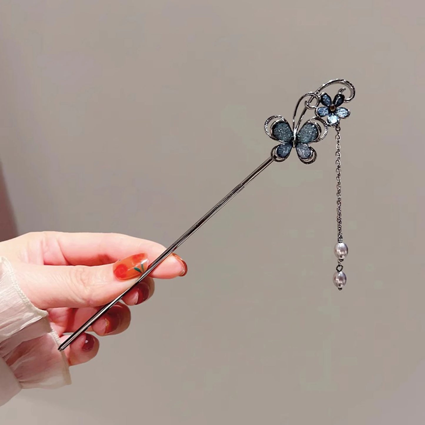 Elegant Floral Metal Hairpin Set for Women - Modern Chinese Hanfu Hair Accessories