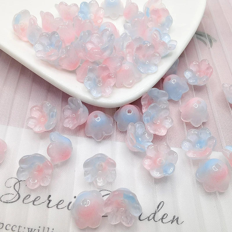 30 Piece Colorful Flower Shape Glass Beads for DIY Jewelry Making and Handmade Accessories