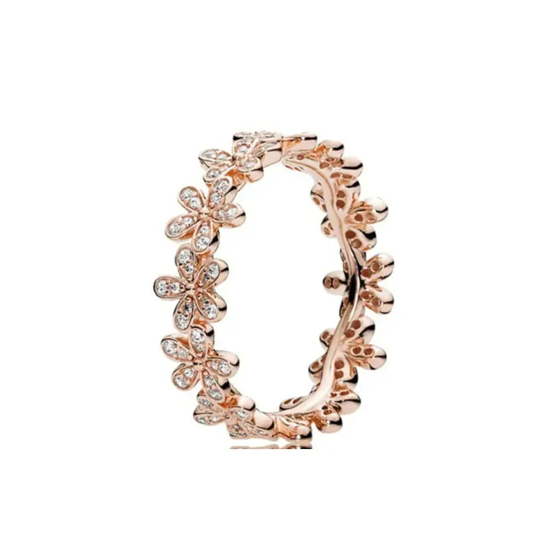 Daisy Flower Sterling Silver Ring for Women European Sizes 6 to 9 Fashionable Jewelry for Parties and Weddings