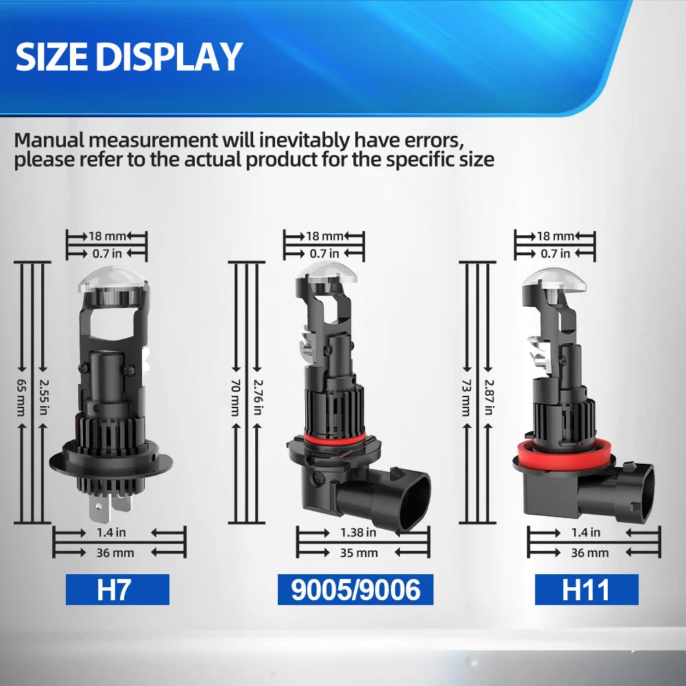 High-Performance Mini LED Projector Car Headlight Bulb 26000LM 6500K CSP Chips Compatible with H7 H11 H8 9005 9006 12V 24V Canbus