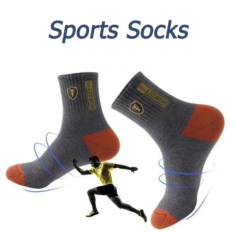 5 Pairs Men’s Summer Sports Socks Breathable Sweat Absorbent Thin Basketball Crew Socks EU 38-47