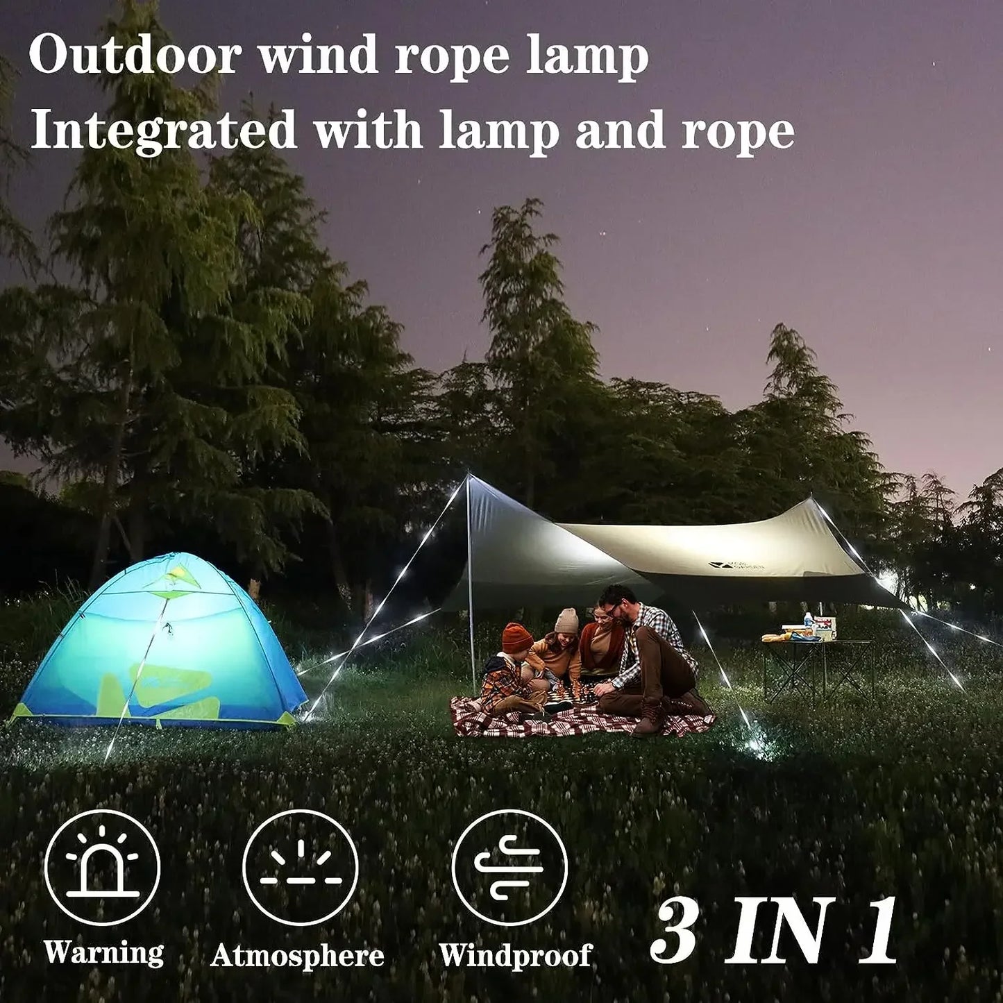 Camping Tent Rope Light Outdoor LED Waterproof 6mm Straps