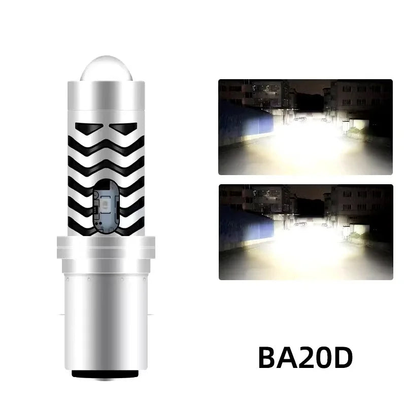 H4 H6 BA20D Dual Color LED Motorcycle Headlight Lamp