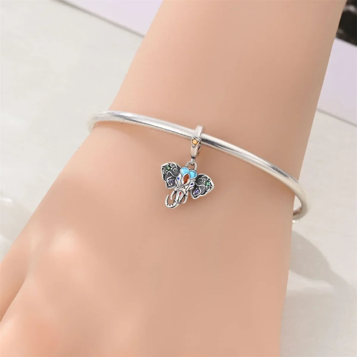 925 Sterling Silver Colorful Elephant Animal Charms for DIY Jewelry Necklace Bracelet Gifts