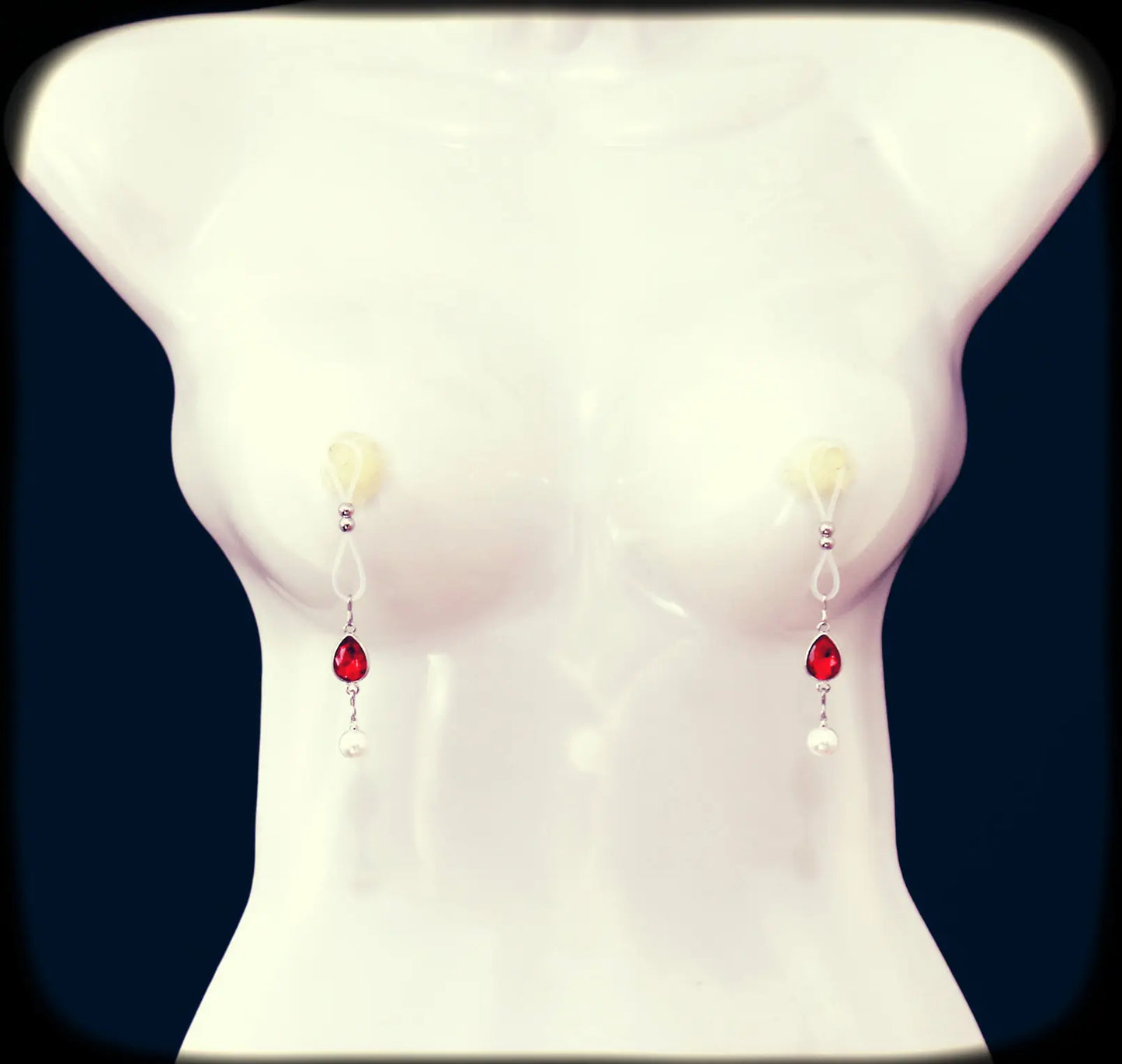 Adjustable Faux Nipple Piercing Jewelry With Pearls - Non Pierced Nipple Noose Rings